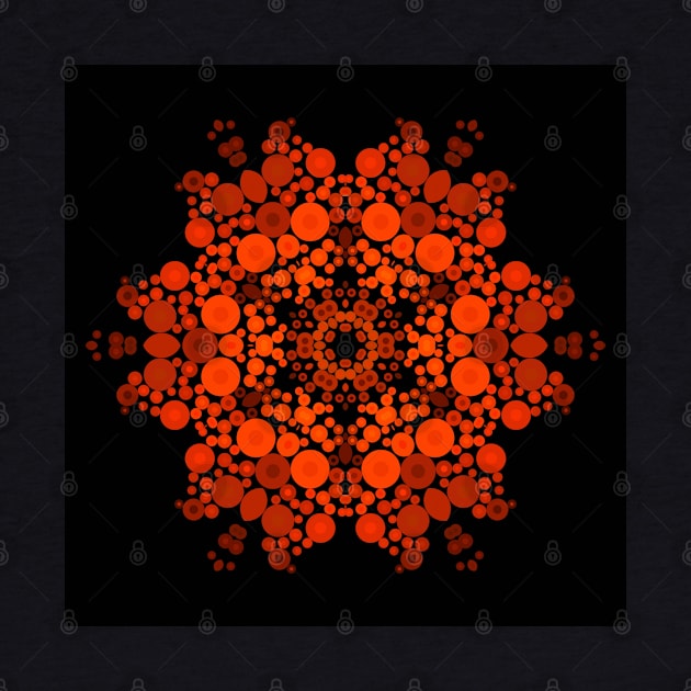 Dot Mandala Flower Orange and Black by WormholeOrbital